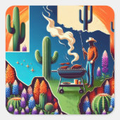 Texas BBQ Party 1 Vierkante Sticker (Voorkant)