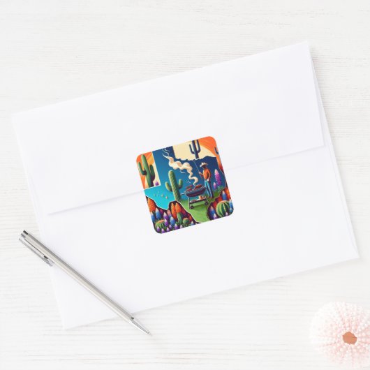 Texas BBQ Party 1 Vierkante Sticker (Envelop)