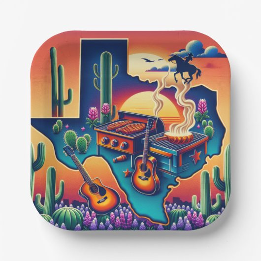 Texas BBQ Party 2 Papieren Bordje (Voorkant)