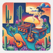 Texas BBQ Party 2 Vierkante Sticker (Voorkant)