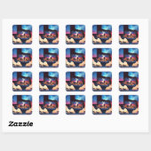 Texas BBQ Party 3 Vierkante Sticker (Vel)