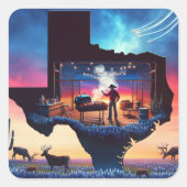 Texas BBQ Party 3 Vierkante Sticker (Voorkant)