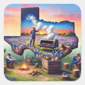 Texas BBQ Party 4 Vierkante Sticker (Voorkant)