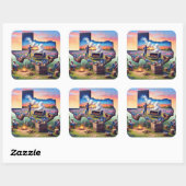 Texas BBQ Party 4 Vierkante Sticker (Vel)