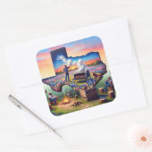 Texas BBQ Party 4 Vierkante Sticker (Envelop)