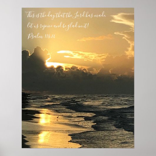 Texas Beach Sunrise, Scripture Verse, psalm 118:24 Poster (Voorkant)