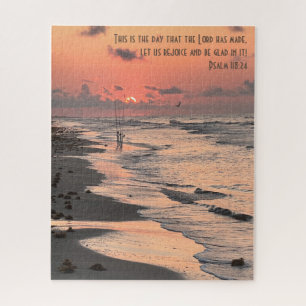 Texas Beach Sunrise, Verse van Psalm 118:24 Legpuzzel