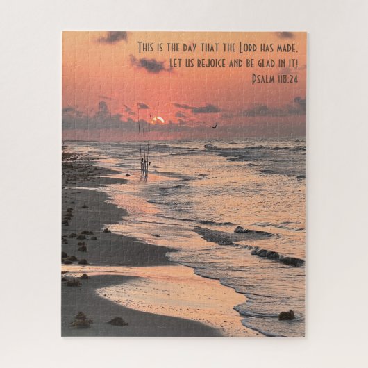 Texas Beach Sunrise, Verse van Psalm 118:24 Legpuzzel (Verticaal)