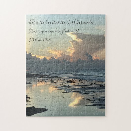 Texas Beach Sunrise, Verse van Psalm 118:24 Legpuzzel (Verticaal)
