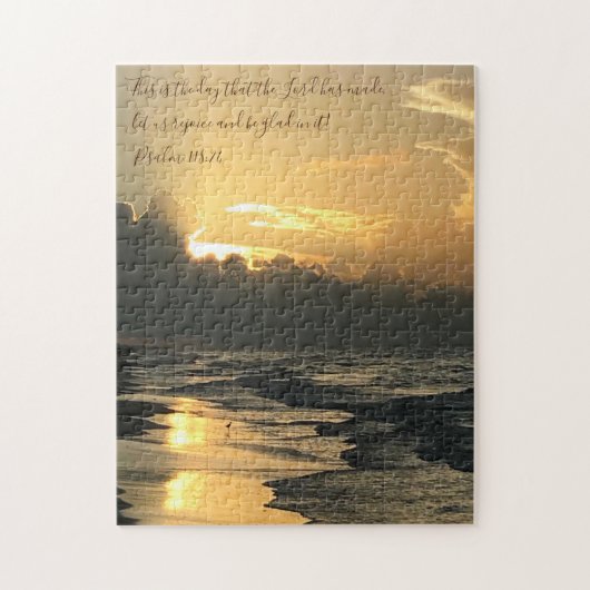Texas Beach Sunrise, Verse van Psalm 118:24 Legpuzzel (Verticaal)