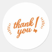 Texas bedankt, sinaasappel ronde sticker (Voorkant)