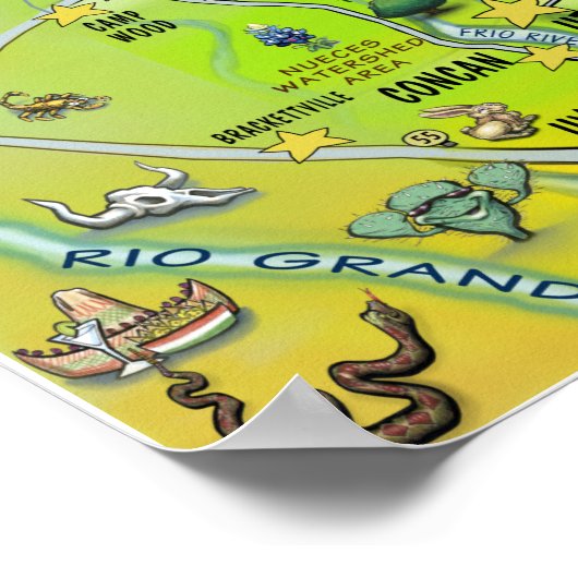 Texas BIG Fun Map Poster (Hoek)