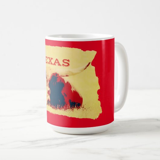 Texas Big Koe Retro Art Cup Mok (Voorkant rechts)