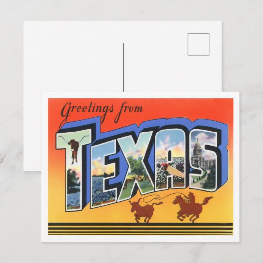 Texas  Big Letters Briefkaart (Voorkant / Achterkant)