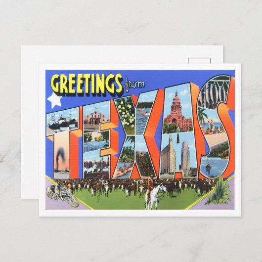 Texas  Big Letters Briefkaart (Voorkant / Achterkant)