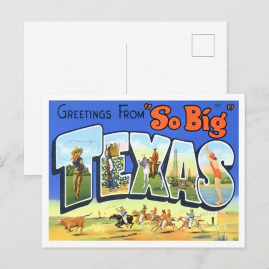 Texas  Big Letters Briefkaart (Voorkant / Achterkant)