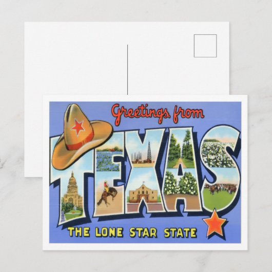 Texas  Big Letters Briefkaart (Voorkant / Achterkant)