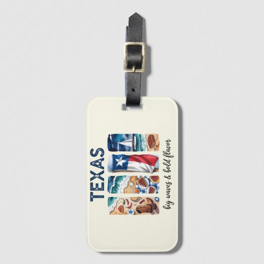 Texas - Big Waves & Bold Flavour Bagagelabel (Voorkant (verticaal))
