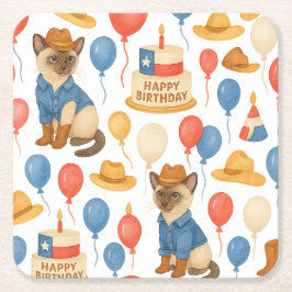 Texas Birthday Themed for Cat Lovers  Kartonnen Onderzetters