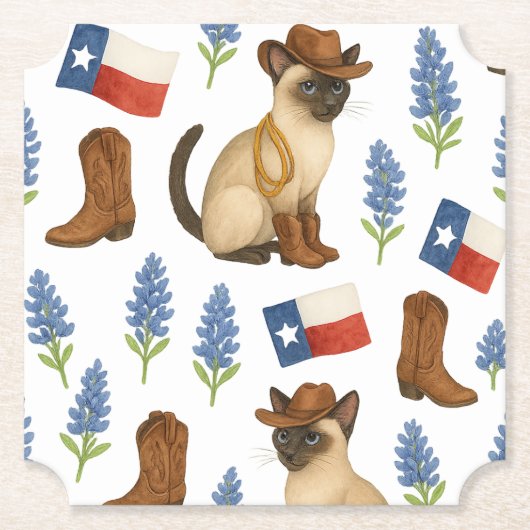 Texas Birthday Themed for Cat Lovers  Kartonnen Onderzetters (Voorkant)