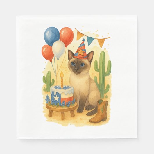 Texas Birthday Themed for Cat Lovers  Servet (Voorkant)