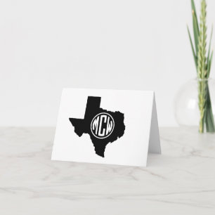 Texas Black White Preppy Circle Monogram DIY BG Bedankkaart