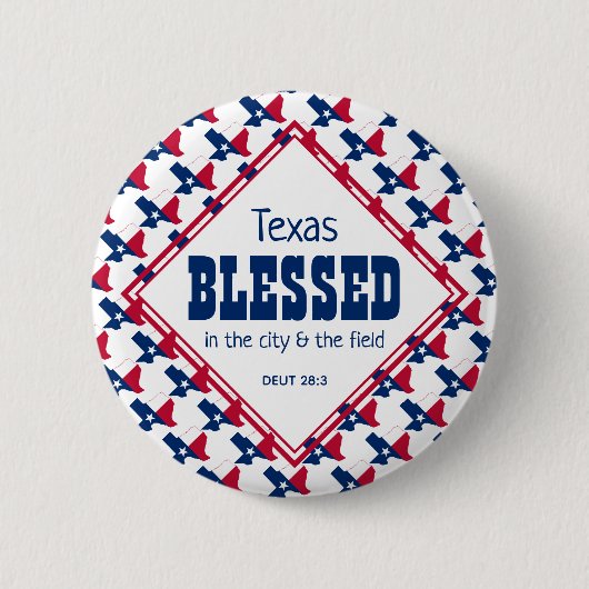 TEXAS BLESSED City Field Deuteronomie Christelijk Ronde Button 5,7 Cm (Voorkant)