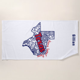 Texas Bloem Doodles Gepersonaliseerd Strandlaken