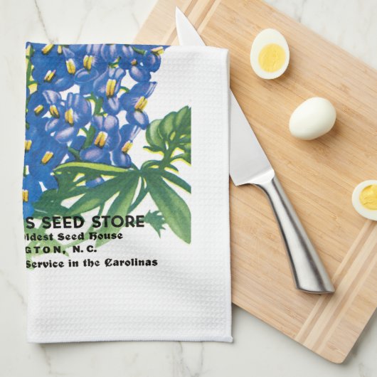 Texas Blue Bonnet Seed Packet Label Theedoek (Quarter Fold)