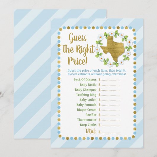 Texas Blue Gold raadt het juiste prijsspel (Voorkant / Achterkant)