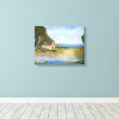 Texas Bluebells Squatter Shack Landscape Canvas Afdruk