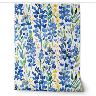 Texas Bluebonnet Blauwe Wildbloem Patroon Behang