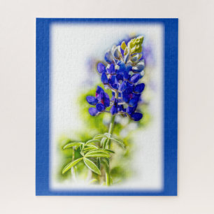 Texas Bluebonnet Bloem op Wit met Graphics Legpuzzel