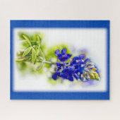 Texas Bluebonnet Bloem op Wit met Graphics Legpuzzel (Horizontaal)