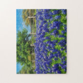 Texas Bluebonnet Bloemen Country Fence Art Puzzel Legpuzzel (Verticaal)