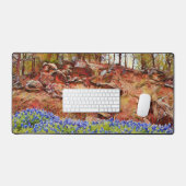 Texas Bluebonnet Bloemen en Mountain Art Bureaumat (Keyboard & Muis)