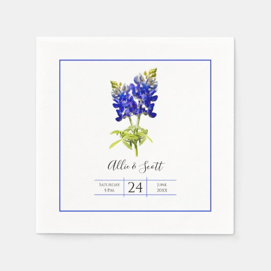 Texas Bluebonnet Bloemen, Moderne Trouwdag Servet (Voorkant)