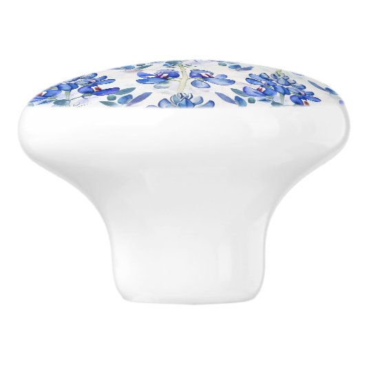 Texas Bluebonnet Blue Wildflower Bloempatroon Keramische Knop (Zijkant)