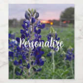 Texas Bluebonnet Boerderij zonsondergang Wijn Etiket (Enkel label)