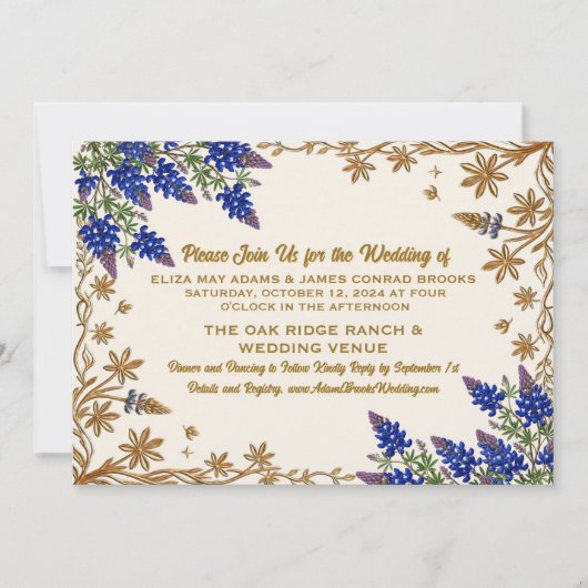 Texas Bluebonnet Botanische Trouwuitnodiging Save The Date (Voorkant)