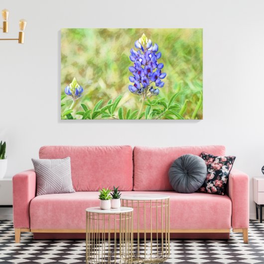 Texas Bluebonnet Flower Art Sluiten Canvas Afdruk (Insitu (Woonkamer))