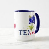 Texas Bluebonnet Flowers met vlag kleuren Mok (Voorkant rechts)