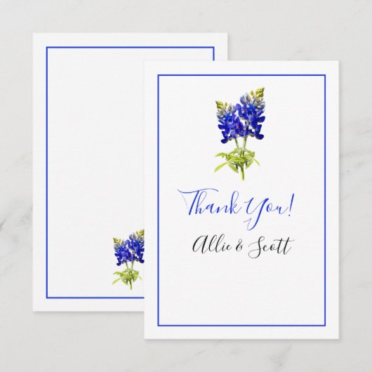 Texas Bluebonnet Flowers, Modern Weddenschap Dank  Bedankkaart (Voorkant / Achterkant)