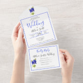 Texas Bluebonnet Flowers, Modern Wedding All In One Uitnodiging (Afscheurbaar)