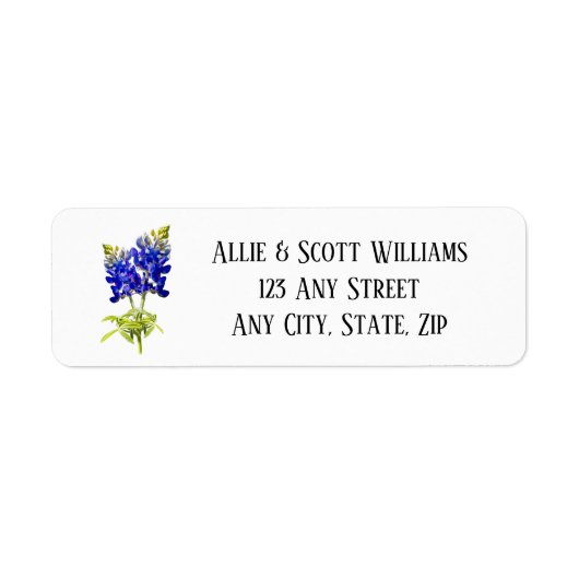 Texas Bluebonnet Flowers, Modern Wedding Etiket (Voorkant)