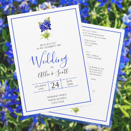 Texas Bluebonnet Flowers, Modern Wedding Kaart