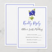 Texas Bluebonnet Flowers, Modern Wedding RSVP Kaart (Voorkant / Achterkant)