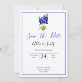 Texas Bluebonnet Flowers, Modern Wedding Save Date Kaart (Voorkant)