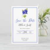 Texas Bluebonnet Flowers, Modern Wedding Save Date Kaart (Staand voorkant)
