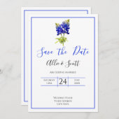 Texas Bluebonnet Flowers, Modern Wedding Save Date Kaart (Voorkant / Achterkant)